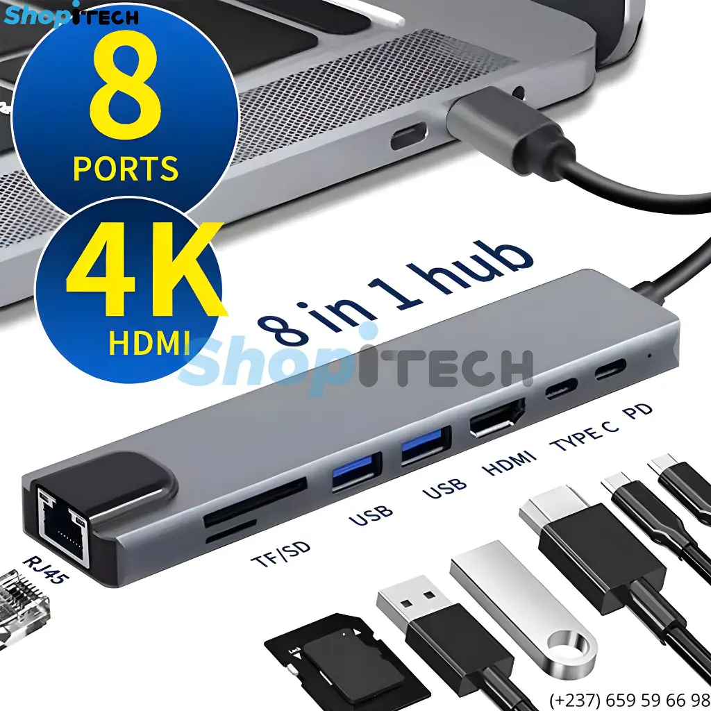 Adaptateur USB-C [Type-C] 8 en 1 4K Hight Quality all in.webp