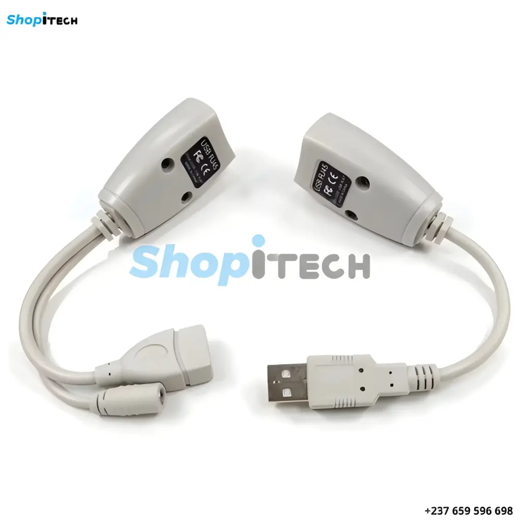 Adaptateur de connecteur de câble d'extension USB sur RJ45, extension USB RJ45 (gris)
