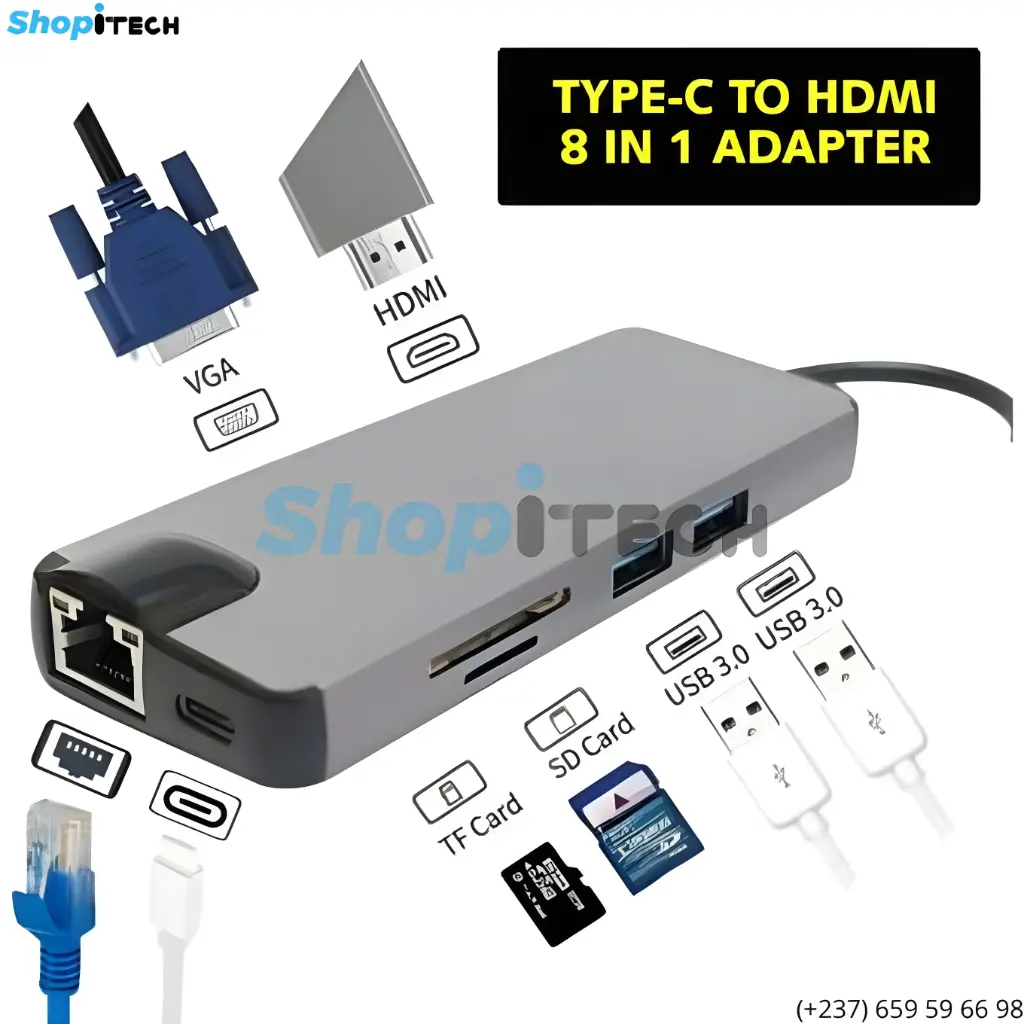 Adaptateur USB-C [Type-C] 8 en 1