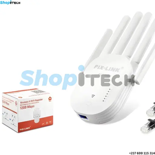 [Wireless-N Wifi Repeater 1200Mbps 6 Anten Pix-Link Gabble GAB-WR56T] Répéteur Wifi Wireless-N 1200Mbps 6 Antennes  Pix-Link WR56T